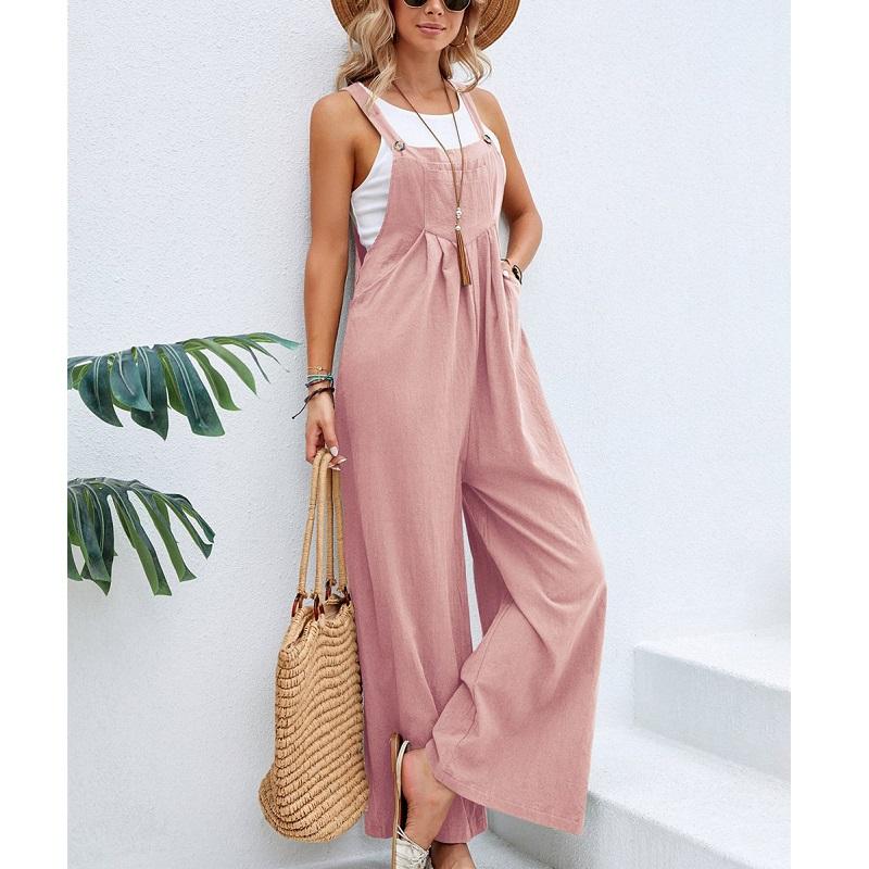Женские повседневные комбинезоны и комбинезоны с широкими карманами и ремешками, женские однотонные длинные комбинезоны, комбинезоны
