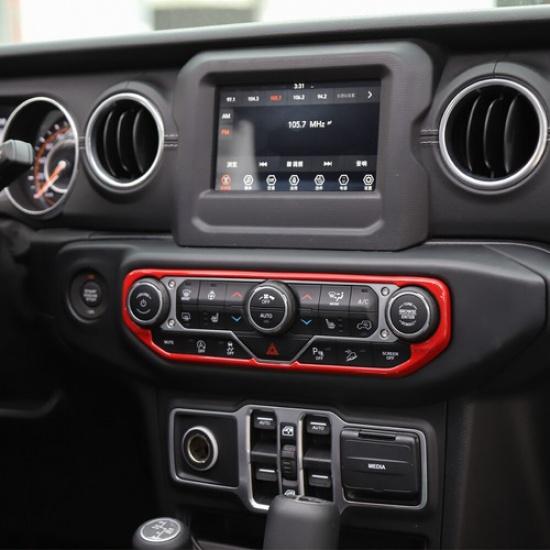 Red Center Control Air Conditioner Switch Frame Trim For Jeep Wrangler JL 2018+