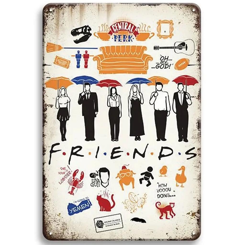 Винтажная металлическая жестяная табличка Friends Central Perk Ретро настенный плакат для игровой комнаты, кафе, гаража, клуба, бара и пабов декор