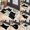 Black Cat Door Mat Non-Slip Entrance Way Mats Welcome Mats Rugs Washable Carpet Home Decoration For Indoor Outdoor