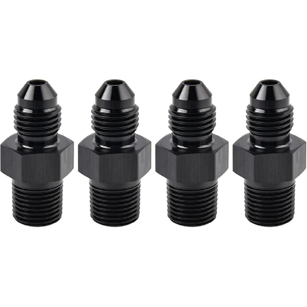 EVIL ENERGY 6AN Male Flare to 3/8" NPT Pipe Fitting Adapter Aluminum Straight Black 4PCS