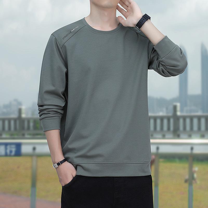 Свитер мужской весенне-осенний с круглым вырезом, пуловер, удобная базовая рубашка, молодежный, универсальный, большого размера, спортивный, повседневный топ