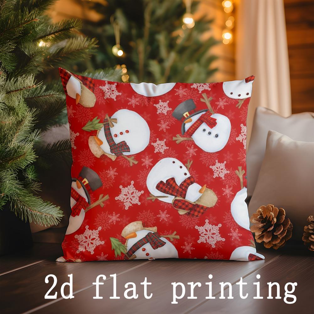 Home Decor Christmas Snowman Pattern Cushion Suitable For Sofa Bedroom Car Pillow Cover Cushion Rectangular Back Cushion
