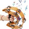 Professional half-moon tambourine with jingles, a hand-held percussion instrument featuring thick jingle strips and an ergonomic handle, suitable for