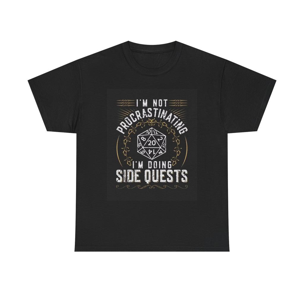 Doing Side Quests Graphic T Shirt Mens Womens Tees Top Funny Retro Unisex Heavy Cotton Tee