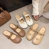 Single Shoes 2025 Flat Mary Jane Shoes French New One-pedal Outer Wear Sandals Bean Bag Head Half Slippers Women's Summer