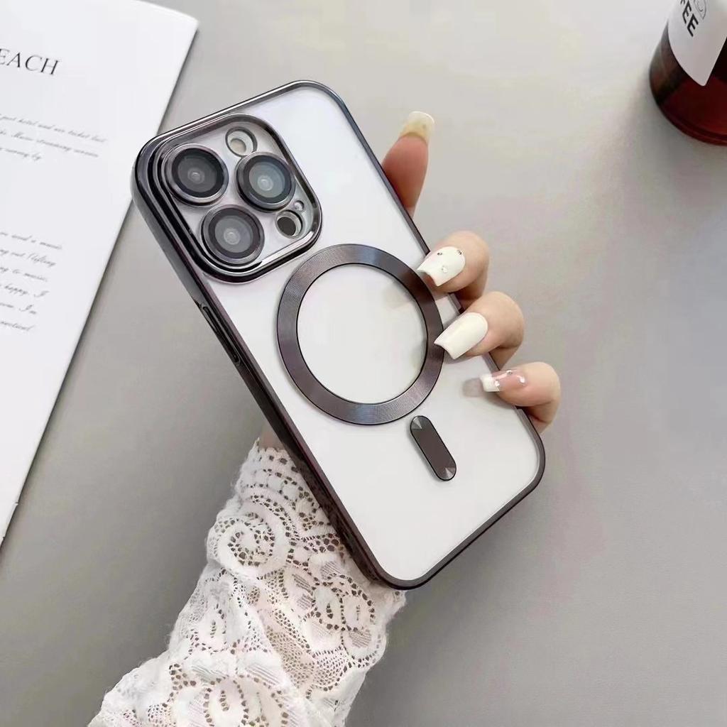 Подходит для iPhone15 Гальванизированный CD-узор с плёнкой для объектива Чехол для мобильного телефона Apple Magsafe Магнитный 14 комплектов 13 Мягкий чехол
