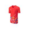 Футболка с коротким рукавом и логотипом серии Li Ning Badminton, V-образный вырез, унисекс, топы-Red AAYT583-2