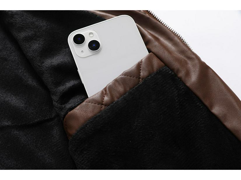 Мужская черная кожаная куртка с воротником-стойкой, на молнии, с прорезными карманами и прямым низом для осенне-зимней повседневной носки