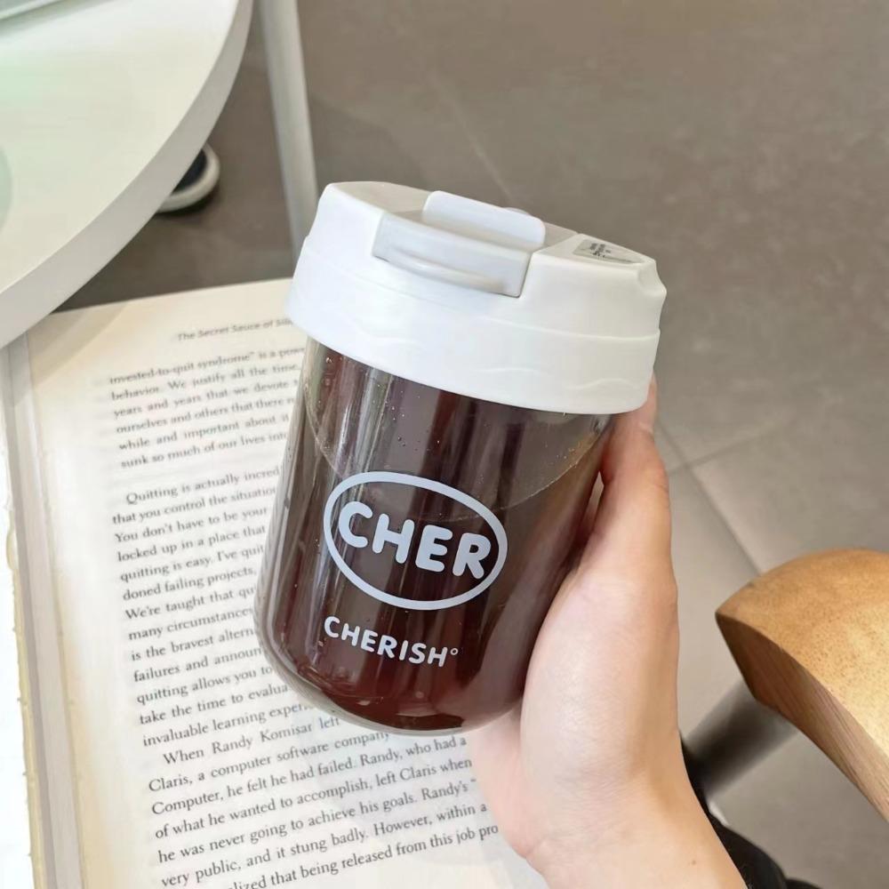 INS Transparent Student Water Cup Plastic 300ML Large Capacity Water Bottle with Straw Sports Water Cup Outdoor Sports