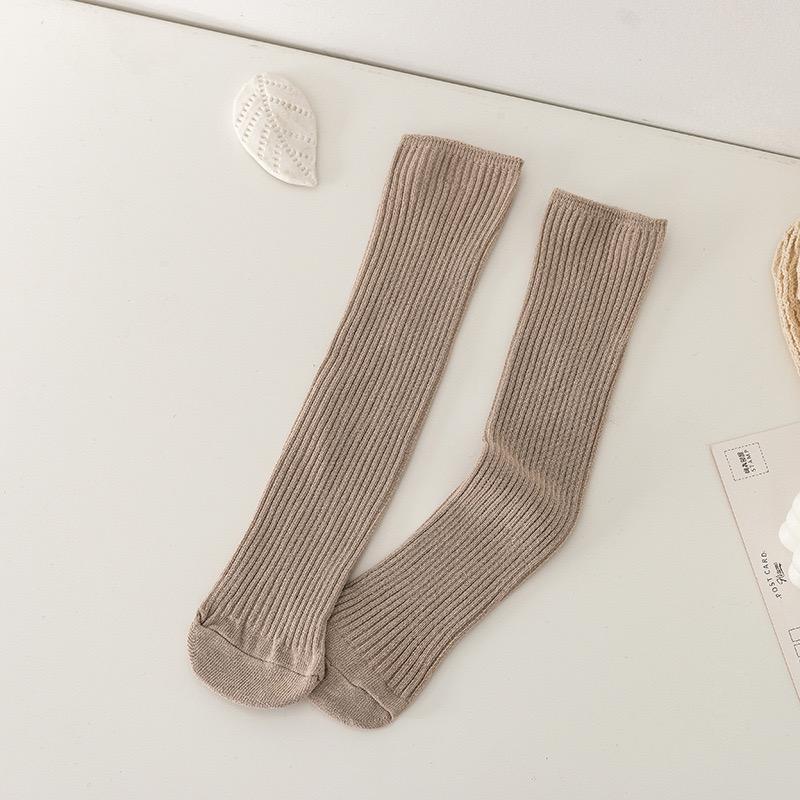 Детские носки для новорожденных, младенцев, девочек, мальчиков, гольфы для девочек, однотонные хлопковые полосатые длинные носки для детей от 1 до 6 лет