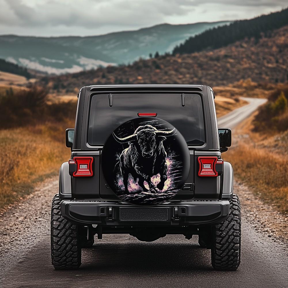 Running Bull Tire Cover Polyester Fiber Protective Spare Wheel Accessory for SUV Truck