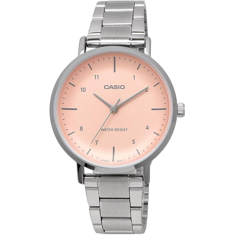 Casio LTP-VT03D-4B Analog Quartz Women's Watch Salmon Pink Metallic Metal Band