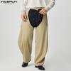 Men Button Waist Hollow Crotch Long Trousers Casual Big Swing Pants