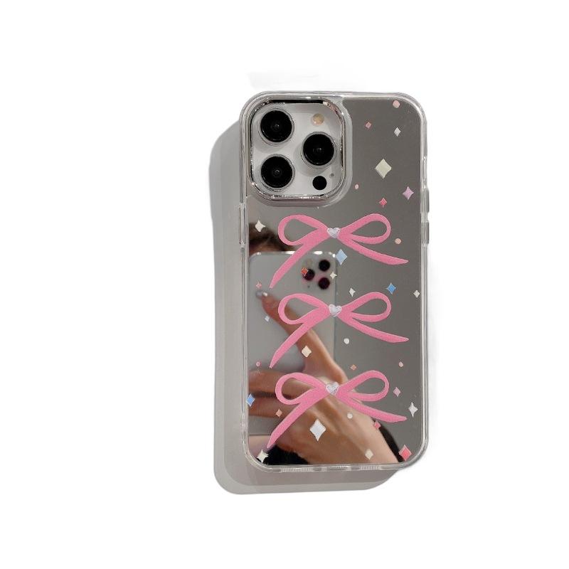 Acrylic Mirror Suitable for Apple 15pro Spring and Summer 11 Bow 13 Girl 16 Hard Iphone 12p Mobile Phone Case