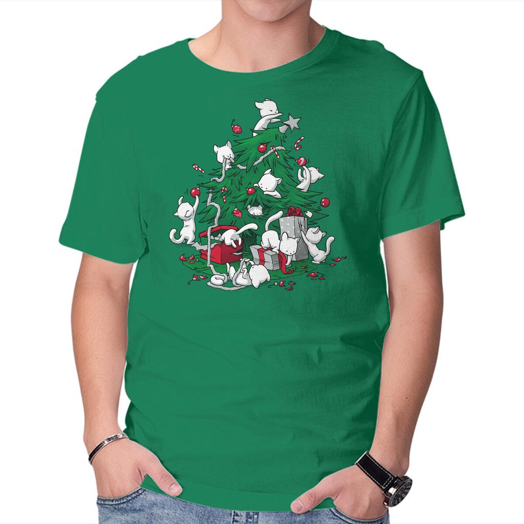 Unisex Crew Neck T-Shirt Cat Tree Graphic Short Sleeve Casual Tee