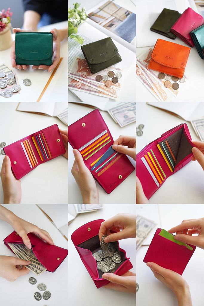 Кошелек двойного сложения из натуральной кожи зеленого цвета [Dakota] женский DA-36123-50