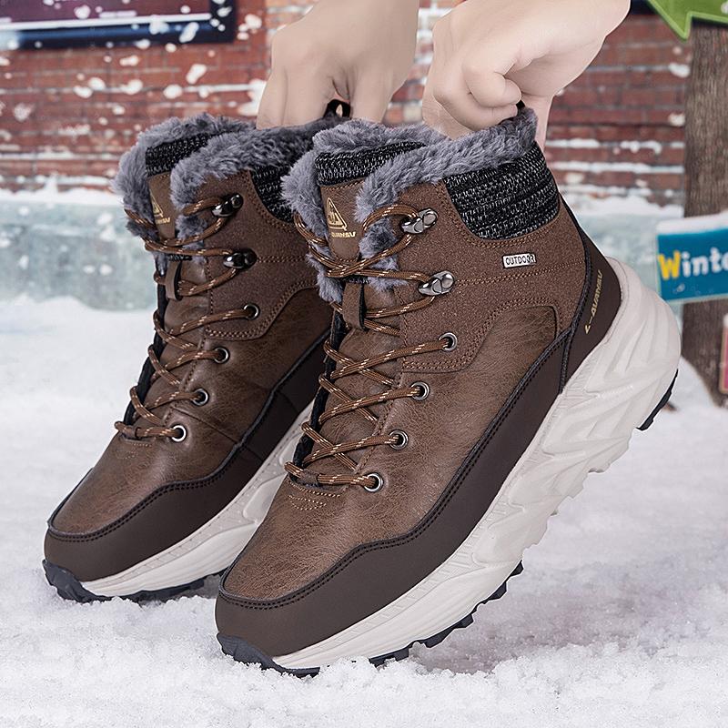 TUINANLE Мужские высокие водонепроницаемые хлопковые кроссовки Женская обувь с теплой вельветовой подкладкой для зимнего использования на открытом воздухе