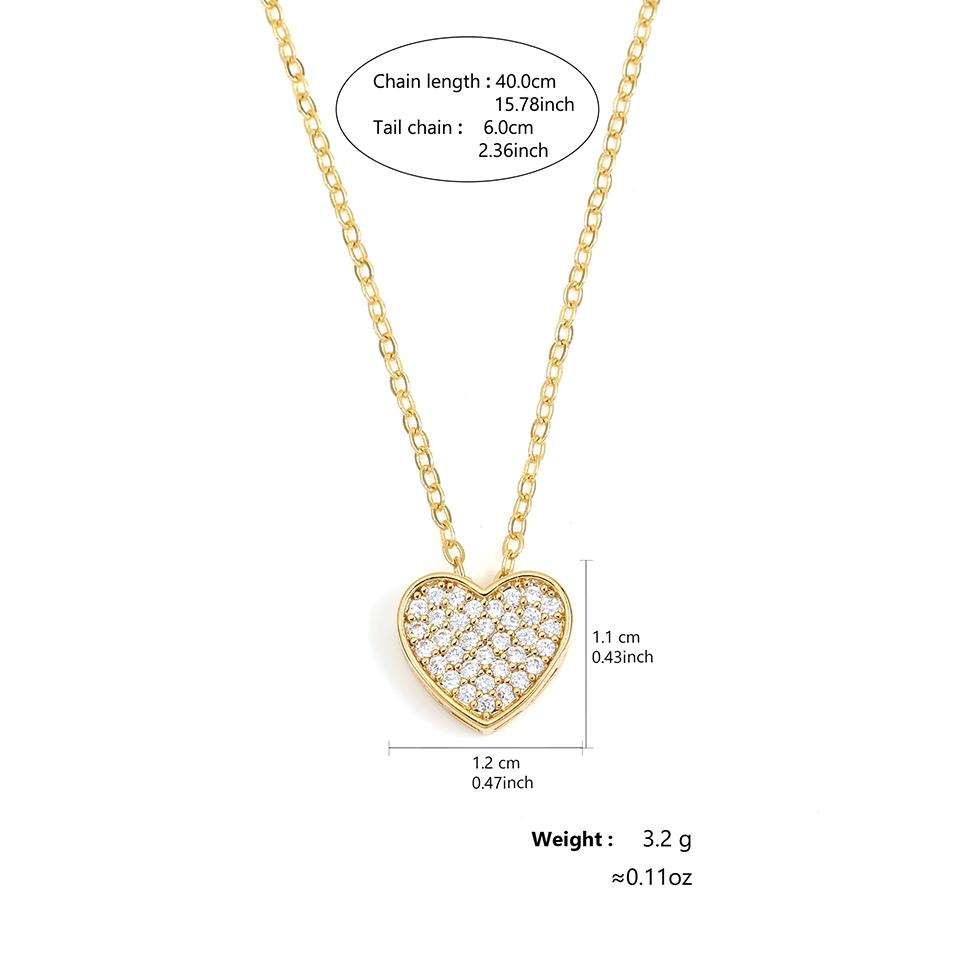 ZAKOL Shiny Micro-set Zircon Heart Necklace for Women Girls Cute Minimalist Fashion Anti-allergic Choker Neck Accessories