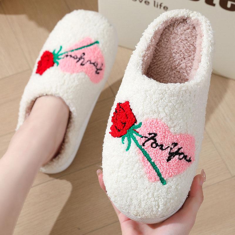 Warm Winter Fluffy Slippers Women Soft Sole Plush Couple House Slippers 2024 Indoor Closed Toe Non-Slip Home Cotton Shoes Woman
