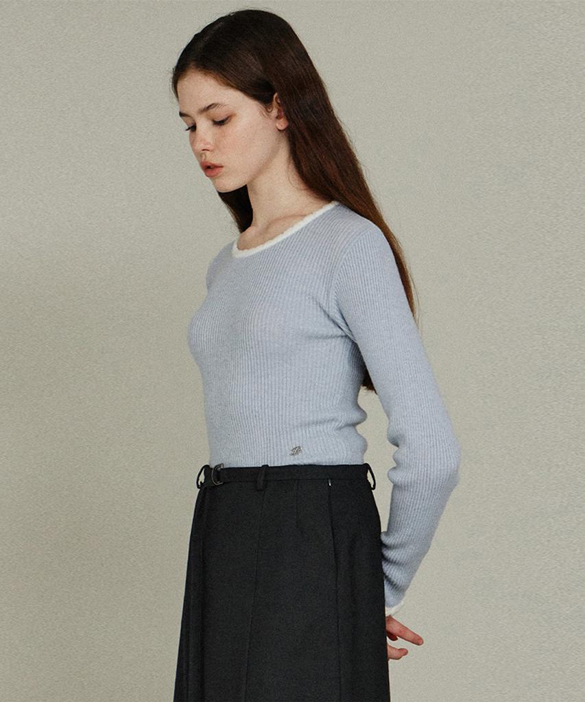 ITOV SEOUL Lambswool Scallop Slim Knit Sb