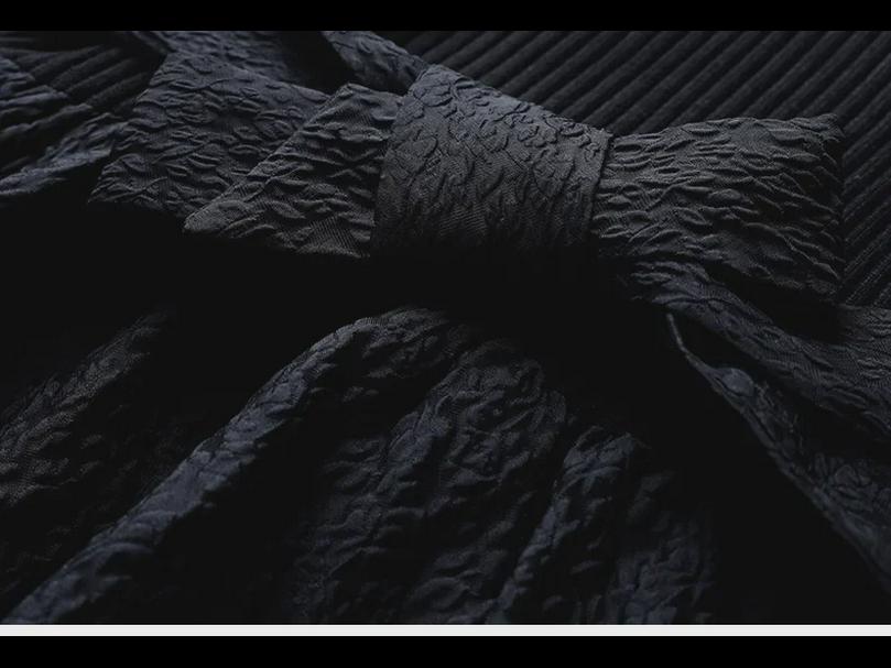 Zhili Women's Black Knitted Sweater Dress - Spring 2025 Collection, Mid-Length, Long-Sleeved