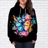 Womens Fashion Black Colorful Butterfly Print Loose Hoodie Tops Blouse Sweatshirt Casual Long Sleeve Pullover Tops