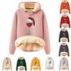 Women's Fashion Hooded Christmas Printed Padded Thickened Warm Loose Pullover Sweatshirt
