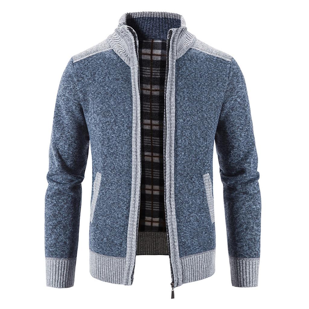 Men's Casual Autumn Winter Zipper Sweater Stand Collar  Cardigan Tops Sweater Blouse Coat