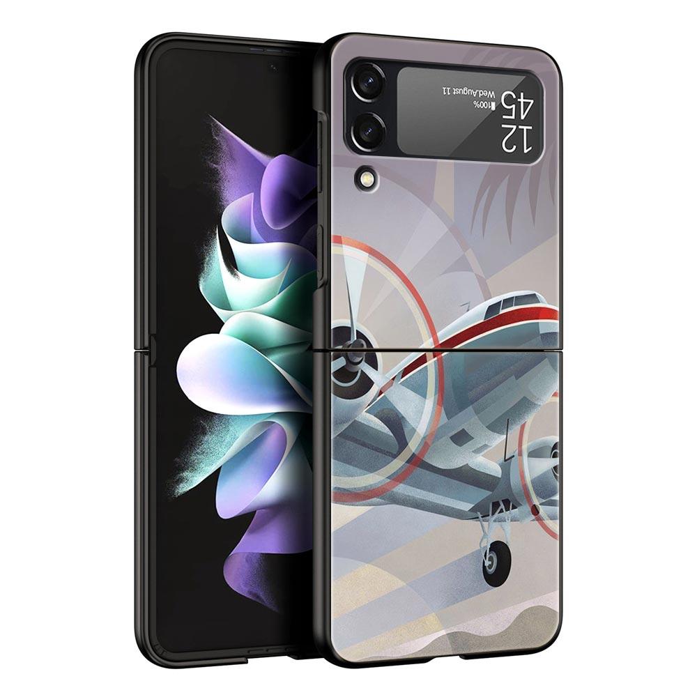 Чехол для телефона Z Flip 4 для Samsung Galaxy Z Flip 3 5G ZFlip3 Flip3 zflip Flip4, черный жесткий чехол для ПК, чехол для самолета с картой мира, дорожный чехол
