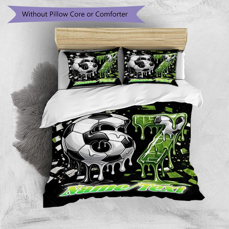 3PC Custom Name Soccer Ball Art Bedding Set Printed Bedding Set Duvet Cover Closure Includes 1 Duvet Cover & 226 Pillowcases for Bedroom