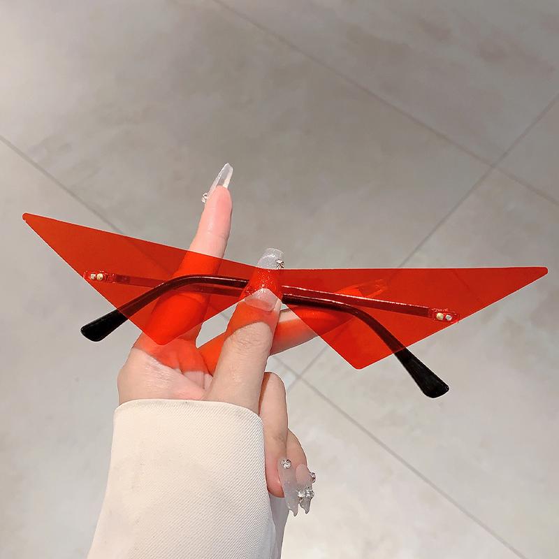 Солнцезащитные очки треугольной формы без оправы для мужчин, новая модная хип-хоп модель, однотонные уличные очки, женские трендовые дизайнерские очки для рейва