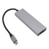 USB C Хаб 5 в 1 Многопортовый адаптер 4K Потрясающий дисплей Док-станция Type C для ноутбуков планшетов Серый алюминиевый сплав