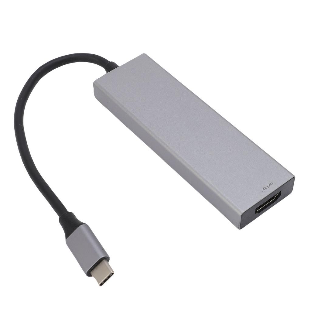USB C Хаб 5 в 1 Многопортовый адаптер 4K Потрясающий дисплей Док-станция Type C для ноутбуков планшетов Серый алюминиевый сплав