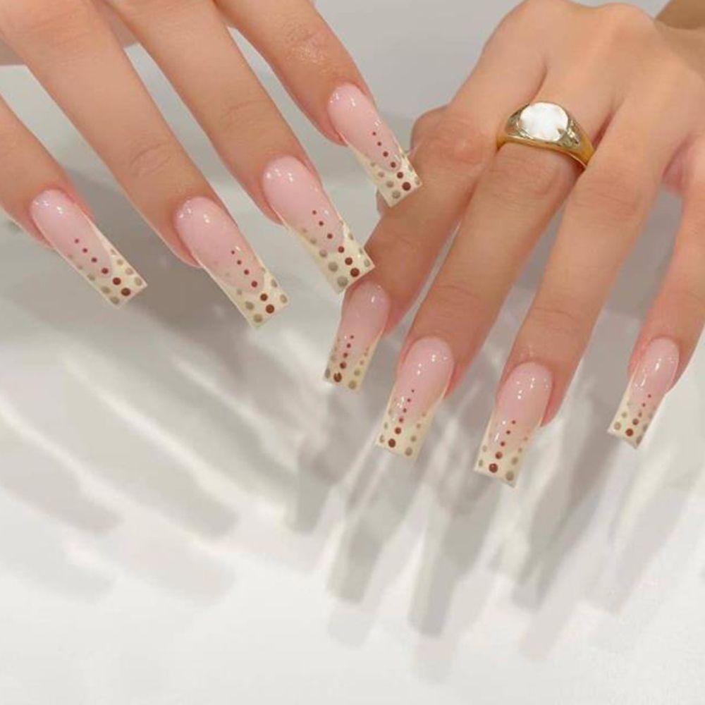 24pcs/Box French Ballerina Manicure Tool Full Cover Wearable Coffin False Nails Nail Tips Fake Nails