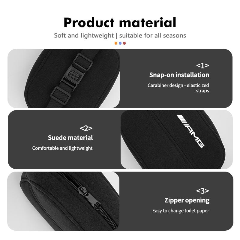 BTY4 Car Rear Seat Suede Hanging Tissue Case Organizer Storage Box For Mercedes Benz AMG A B C E S G Class W201 W210 W108 W205 W203