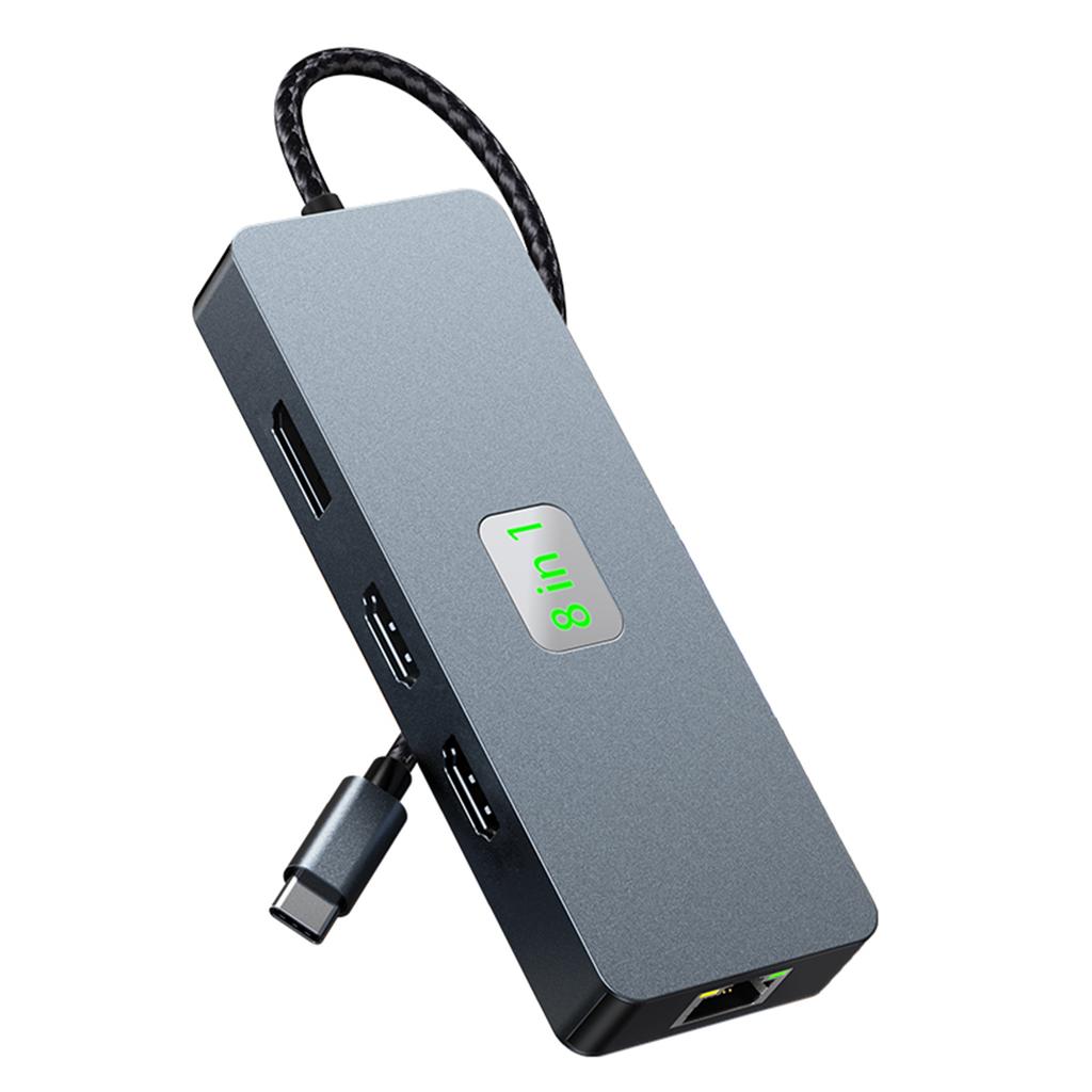 8 In 1 TYPE-C To RJ45 Gigabit USB 3.0 HDMI DP PD100W Interface Hub Adapter Dock