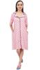 Polka Dot Print Peach Women's Short Sleepshirt Night Dress With Pockets -