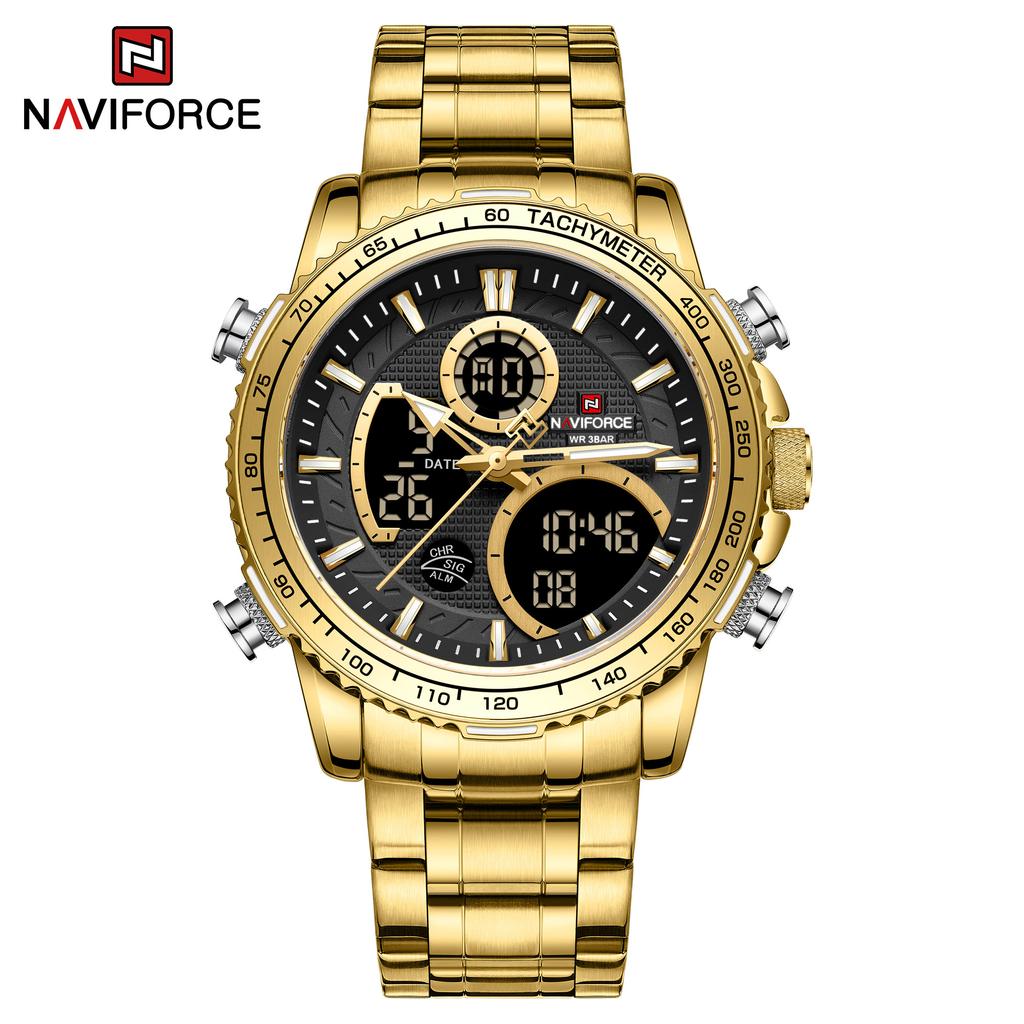 NAVIFORCE 9182 Часы Мужские Наручные Двойной Дисплей Хронограф Часы Повседневные Деловой Мужские Кварцевые Цифровые Часы