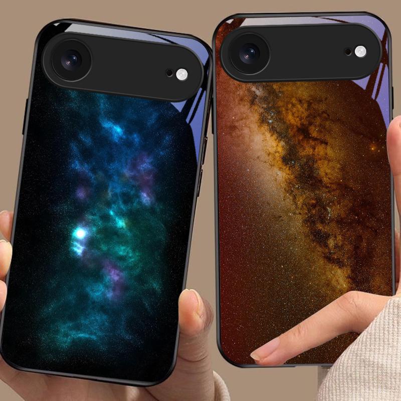 Обои Космическая Туманность Для iPhone 11 Pro 12 13 mini 14 15 Pro Max 16 E 17 Air XS Max XR 8 7 Plus SE 5 6 Черный Стеклянный Чехол для Телефона