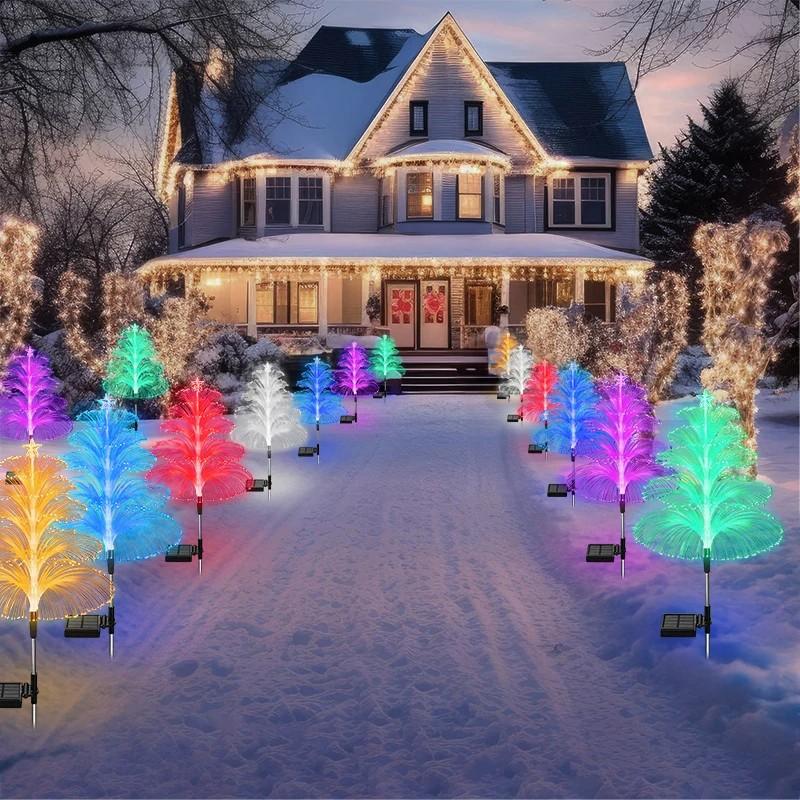 7-Color Solar Lawn Light 5-Layer Christmas Tree Lights LED Courtyard Landscape Lights Waterproof Street Decorative Lights