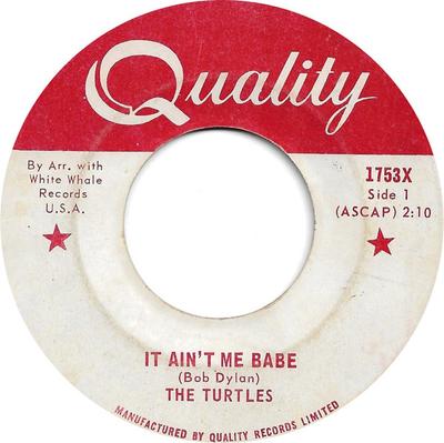 7-дюймовая пластинка TURTLES - It Ain't Me Babe 1753X Качество 1965 Канада Рок Б/У