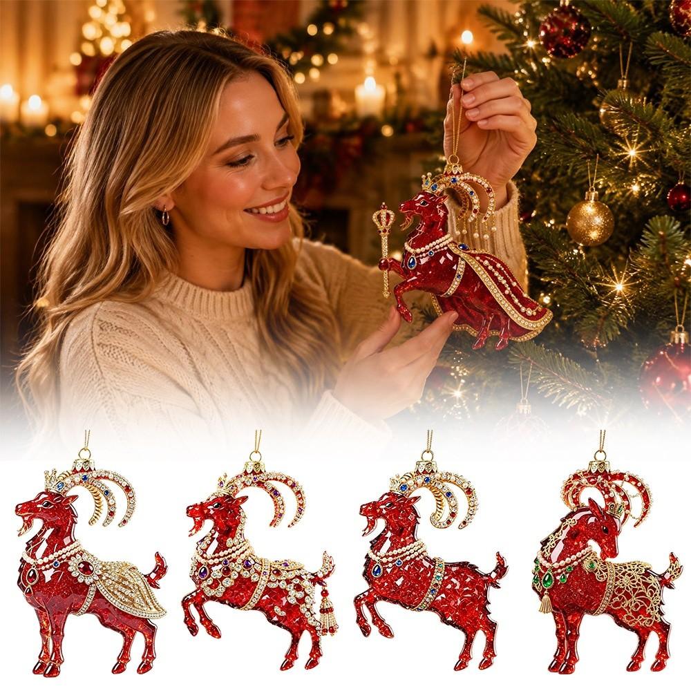 Shining Goat Hanging Ornament Set 2D Flat Christmas Tree Ornament New Goat Pendant Bag Charms