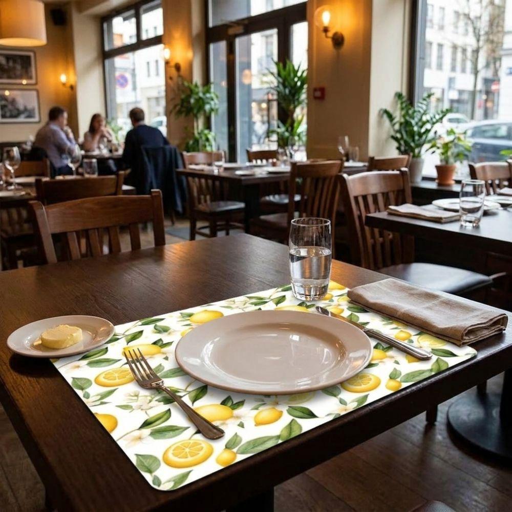 Non-Slip Lemon Printed Placemat Diatom Mud Kitchen Tableware Mat Absorbent Dish Drying Mat Camping