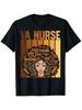VA Nurse Afro African American Women Black History Month T-Shirt   Casual Crew Neck, Regular Fit, 100%, Print Pattern, P