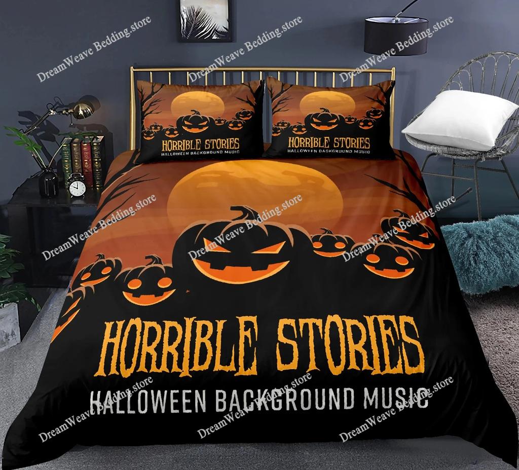 Halloween Duvet Cover Queen King Cartoon Pumpkin Comforter Cover Lantern Bedding Set MicrofiberGhost Quilt Cover for Boys Girls9