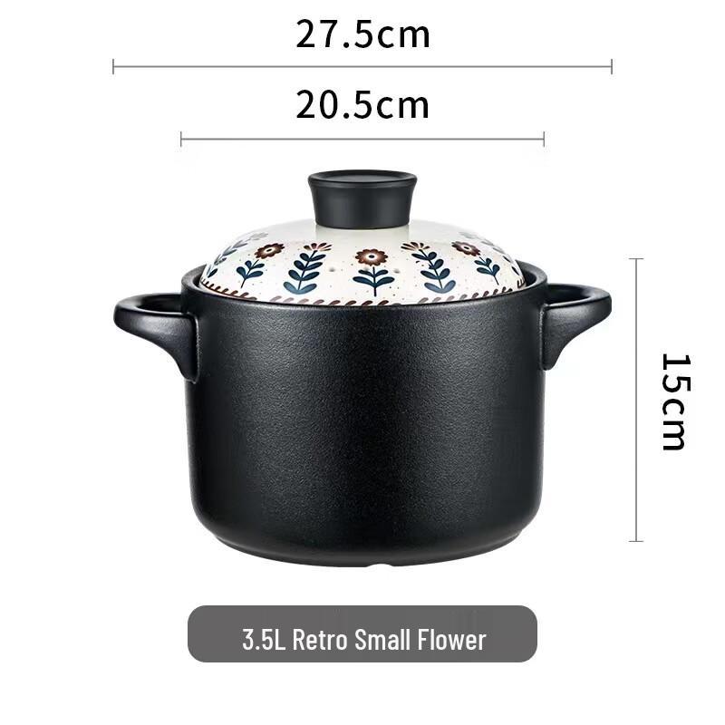 Zhi Shi Retro Floral Ceramic Casserole Pot