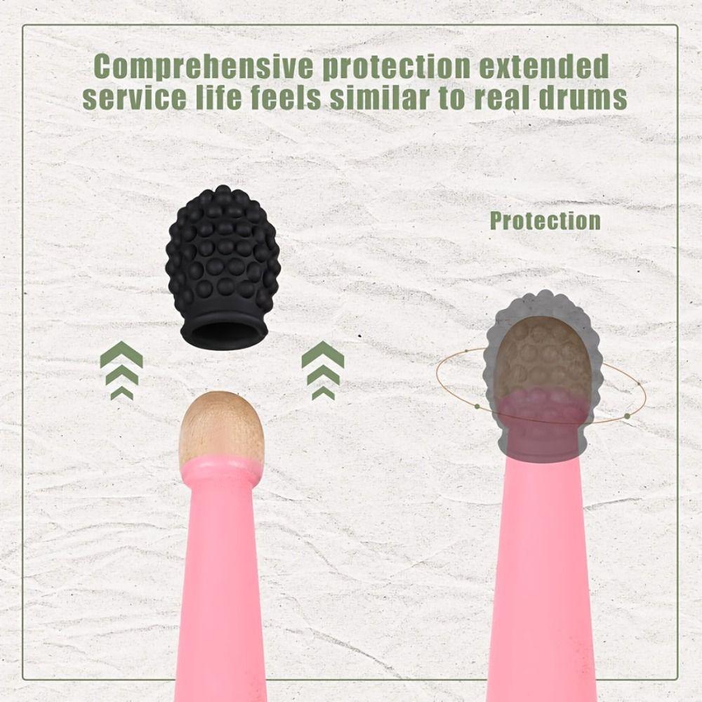 2Pcs 5A Drum Mute Silicone Drumsticks Practice Tips Drumstick Head Sleeves School Studio