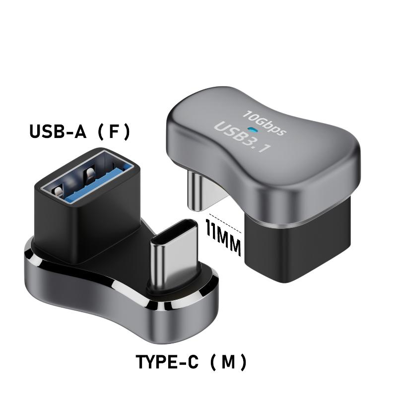 1 шт. Переходник USB Type C (папа) на Type C (мама), 20 Гбит/с, PD 140 Вт, Быстрая зарядка, Угловой 180 градусов, Адаптер USB C для аксессуаров Steam Deck
