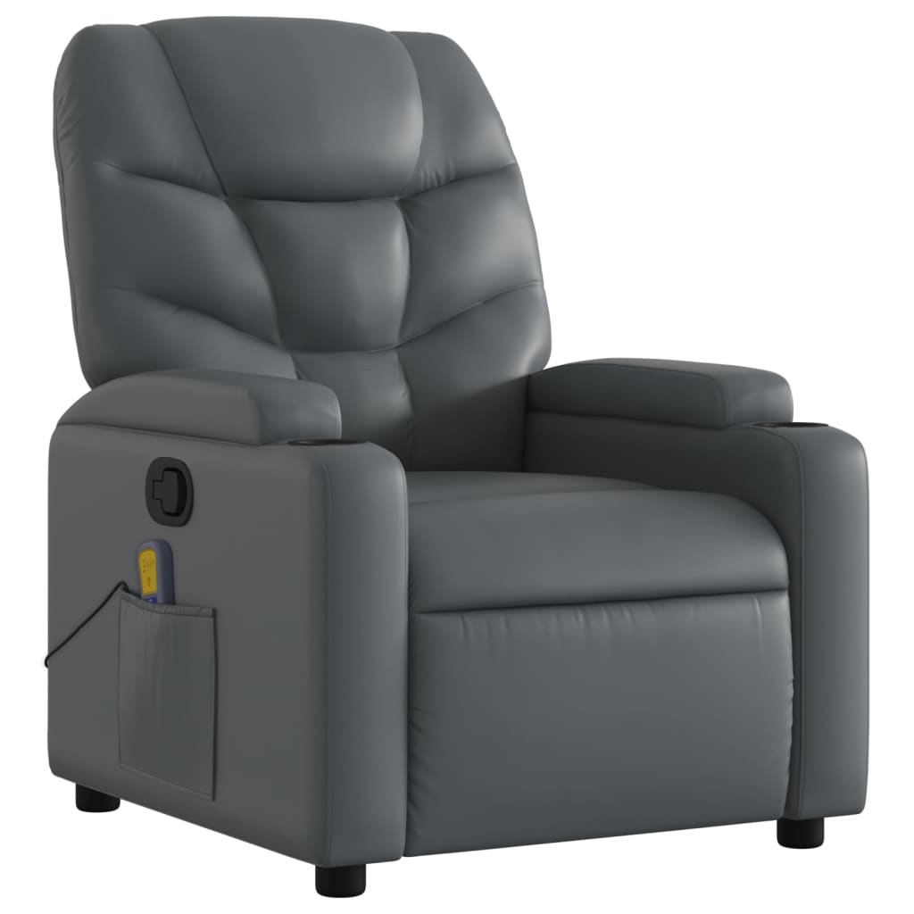 Massage Recliner Chair Relaxation Chair Grey Faux Leather